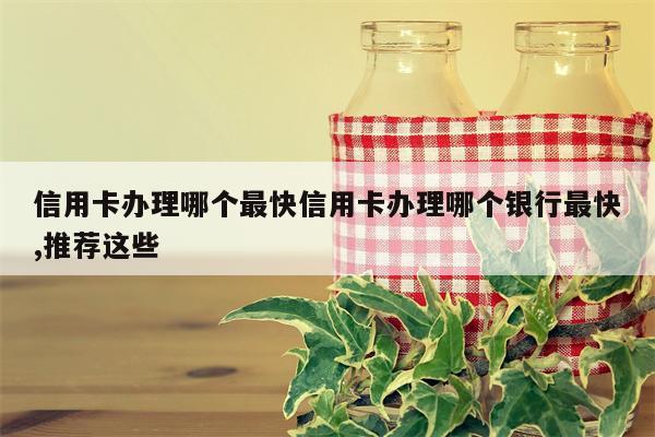 信用卡办理哪个最快信用卡办理哪个银行最快,推荐这些