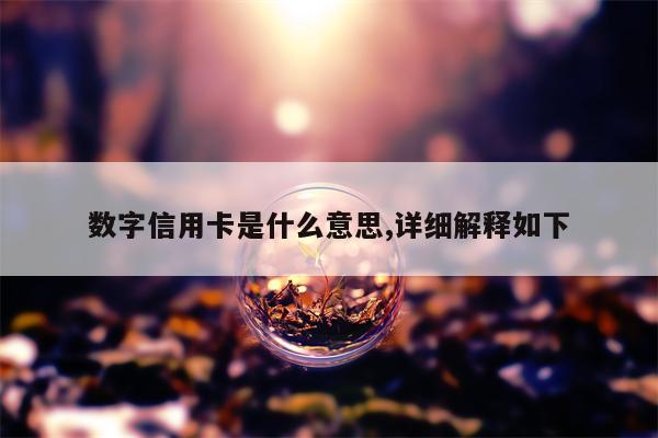 数字信用卡是什么意思,详细解释如下