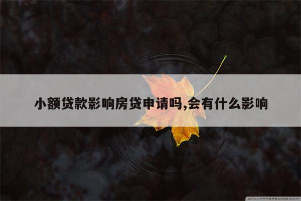 小额贷款影响房贷申请吗,会有什么影响