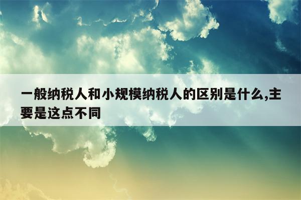 一般纳税人和小规模纳税人的区别是什么,主要是这点不同