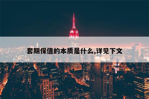 套期保值的本质是什么,详见下文