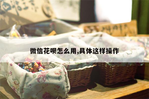 微信花呗怎么用,具体这样操作