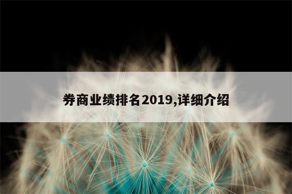 券商业绩排名2019,详细介绍