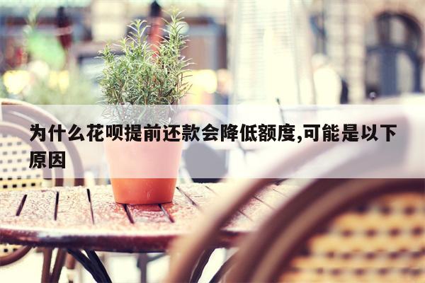 为什么花呗提前还款会降低额度,可能是以下原因