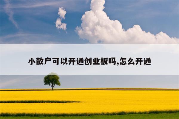 小散户可以开通创业板吗,怎么开通