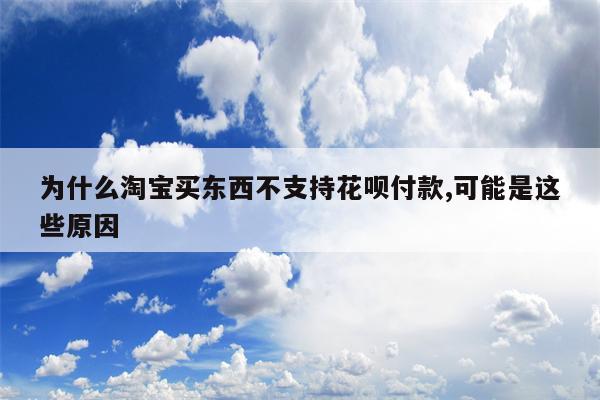 为什么淘宝买东西不支持花呗付款,可能是这些原因